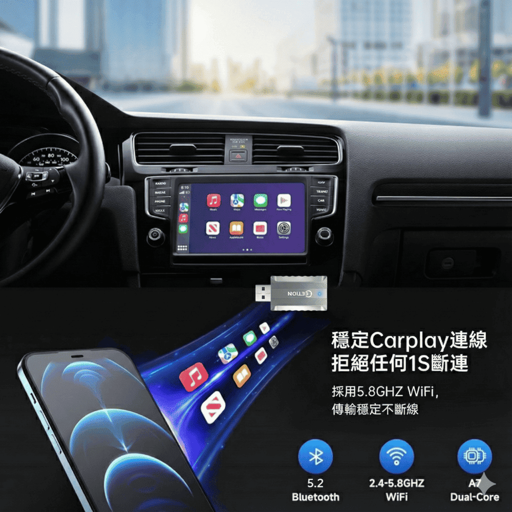 ETION Smart Link 無線 Carplay 二合一接收器