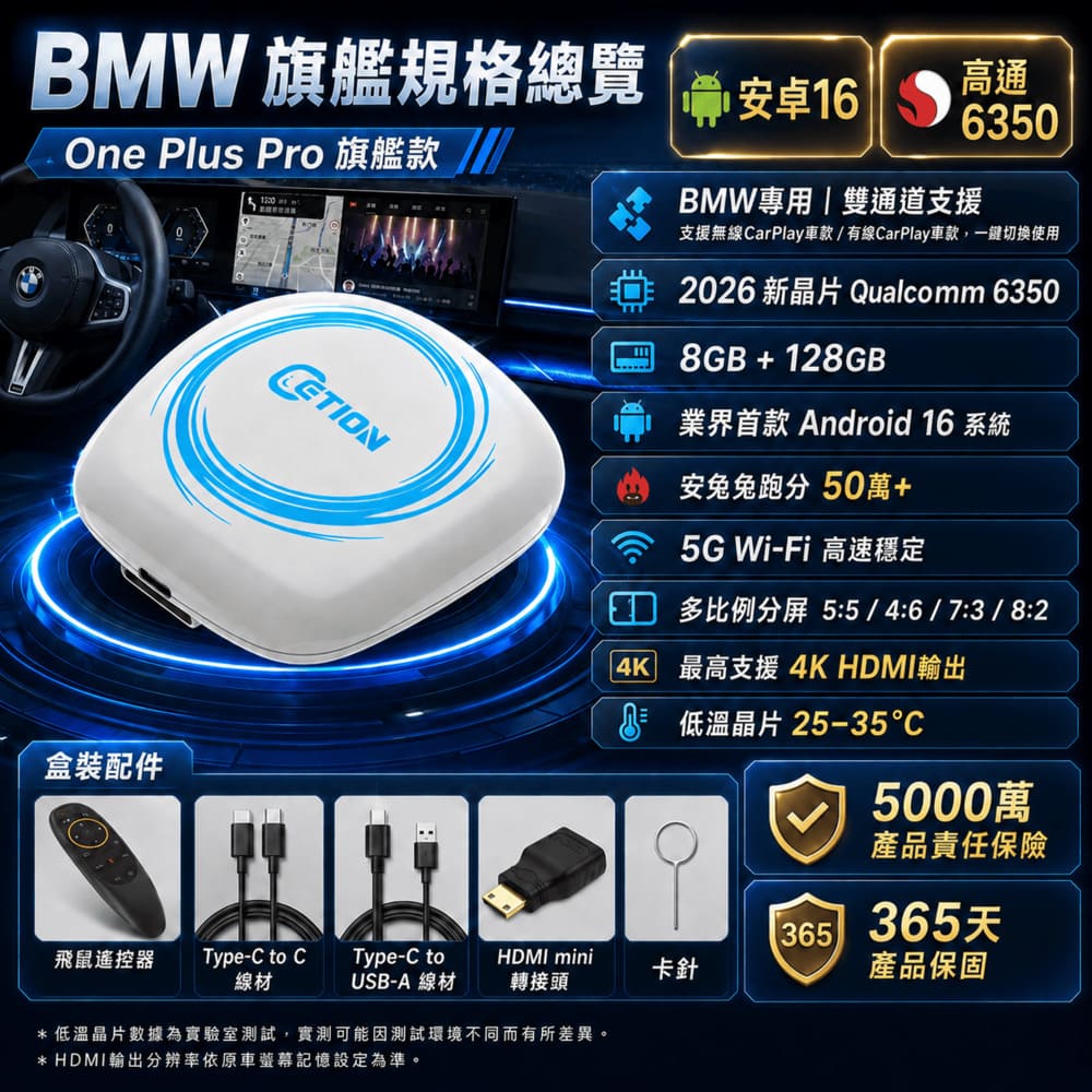5 高性價比安卓車機推薦|ETION ONE Plus Pro BMW專用 6350 高通晶片