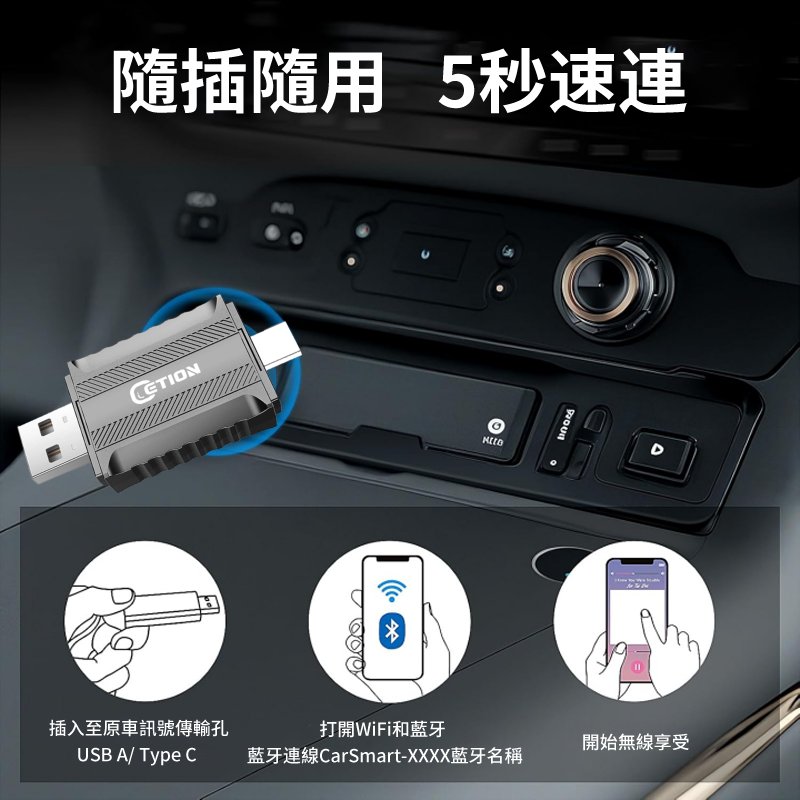 ETION Smart Link 雙頭 無線 Carplay 二合一接收器